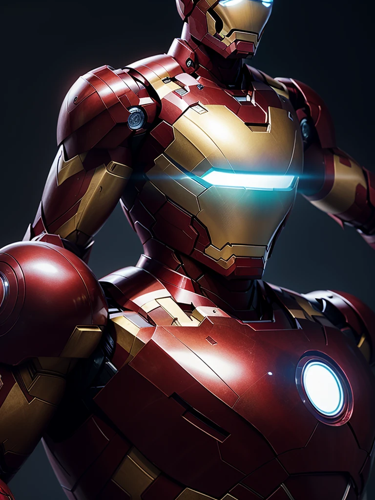 Iron man, cinematic lighting, For T-shirt printing, very detailed explanation、女性型Iron man、big breasts、セクシーIron man、high resolution、
