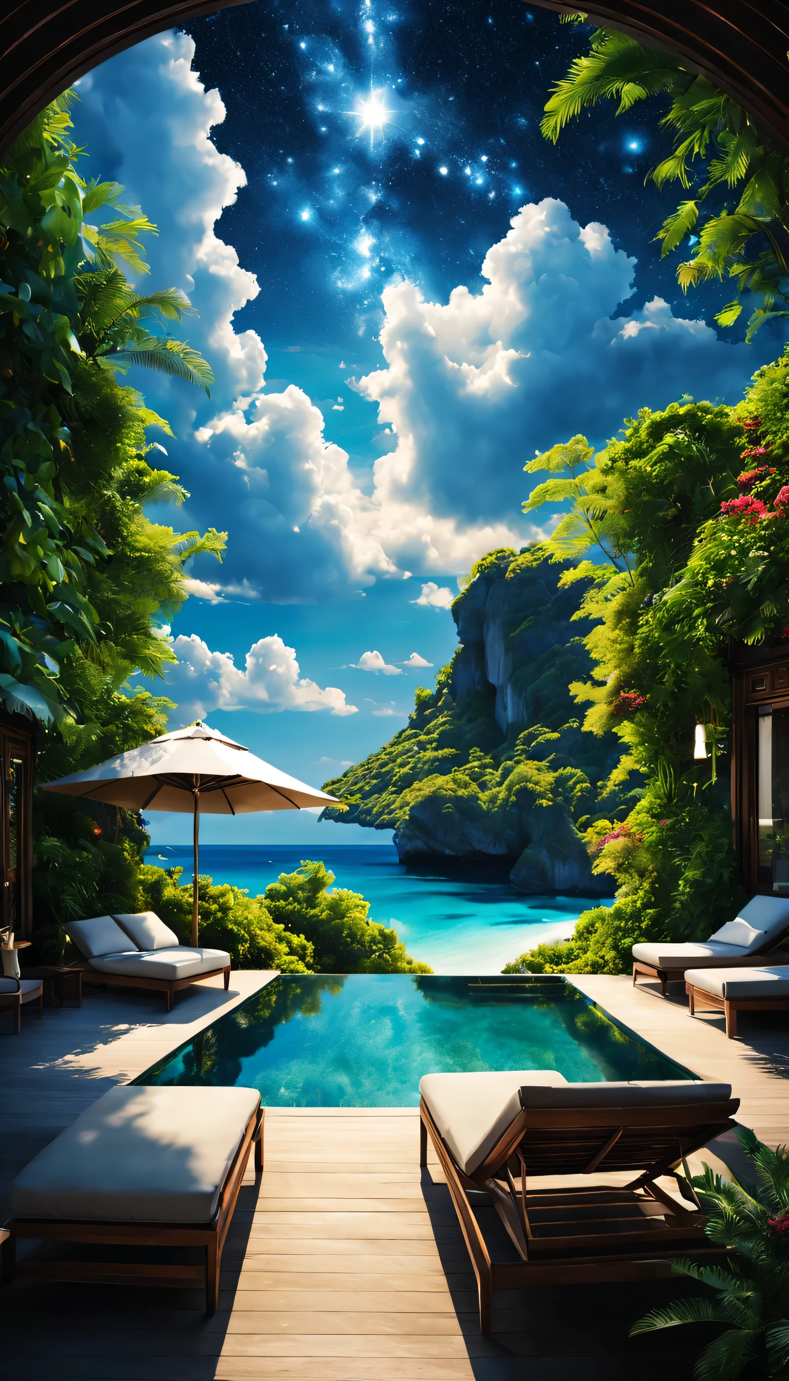 最高のリゾート地の風景photograph,beautiful sea,高品質でwonderful家具:designer furniture,A beautiful sky spreads out,dream-like,summer,cloud,sky blue,Marine Blue,wonderful景色が広がります,Luxury Resorts,luxurious space,Velar,An environment surrounded by rich nature,the best time for you,highest quality,photograph,structurally correct,perfect composition,広告用に撮影されたphotograph,beautiful light and shadow,Photographed by a professional photographer,Selected as the best resort,rich colors,Cast colorful spells,be familiar with,fantastic,wonderful,maldives,light effect,Sparkling,reflection,night,night空,star