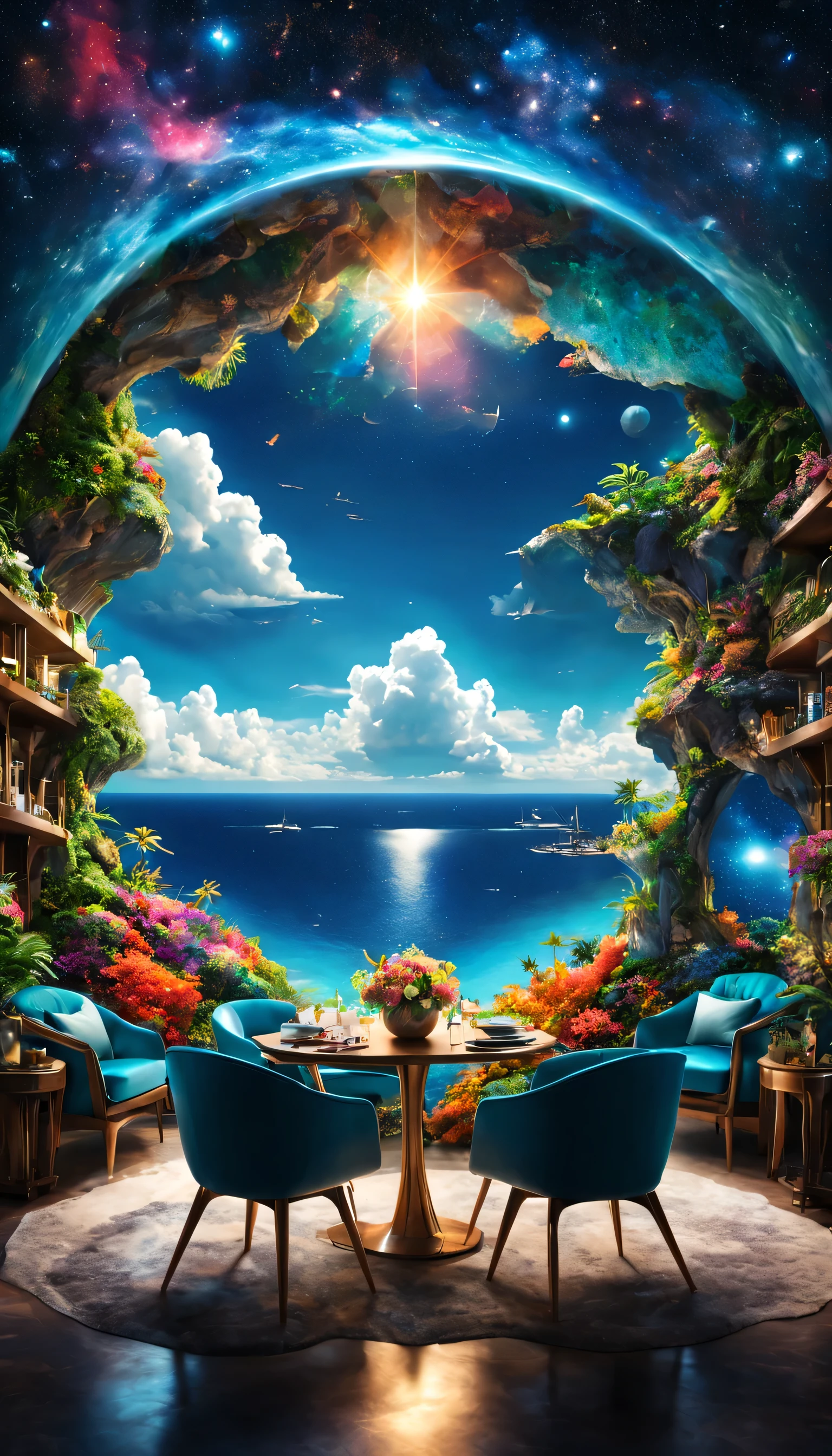 Highestのリゾート地の風景photograph,beautiful sea,高品質でwonderful家具:designer furniture,A beautiful sky spreads out,dream-like,summer,cloud,sky blue,Marine Blue,wonderful景色が広がります,Luxury Resorts,luxurious space,Velar,An environment surrounded by rich nature,Highestの時間をあなたに,Highest品質,photograph,structurally correct,perfect composition,広告用に撮影されたphotograph,beautiful light and shadow,Photographed by a professional photographer,Highestのリゾート地に選ばれた,rich colors,Cast colorful spells,be familiar with,fantastic,wonderful,maldives,light effect,Sparkling,reflection,night,night空,star,Highest