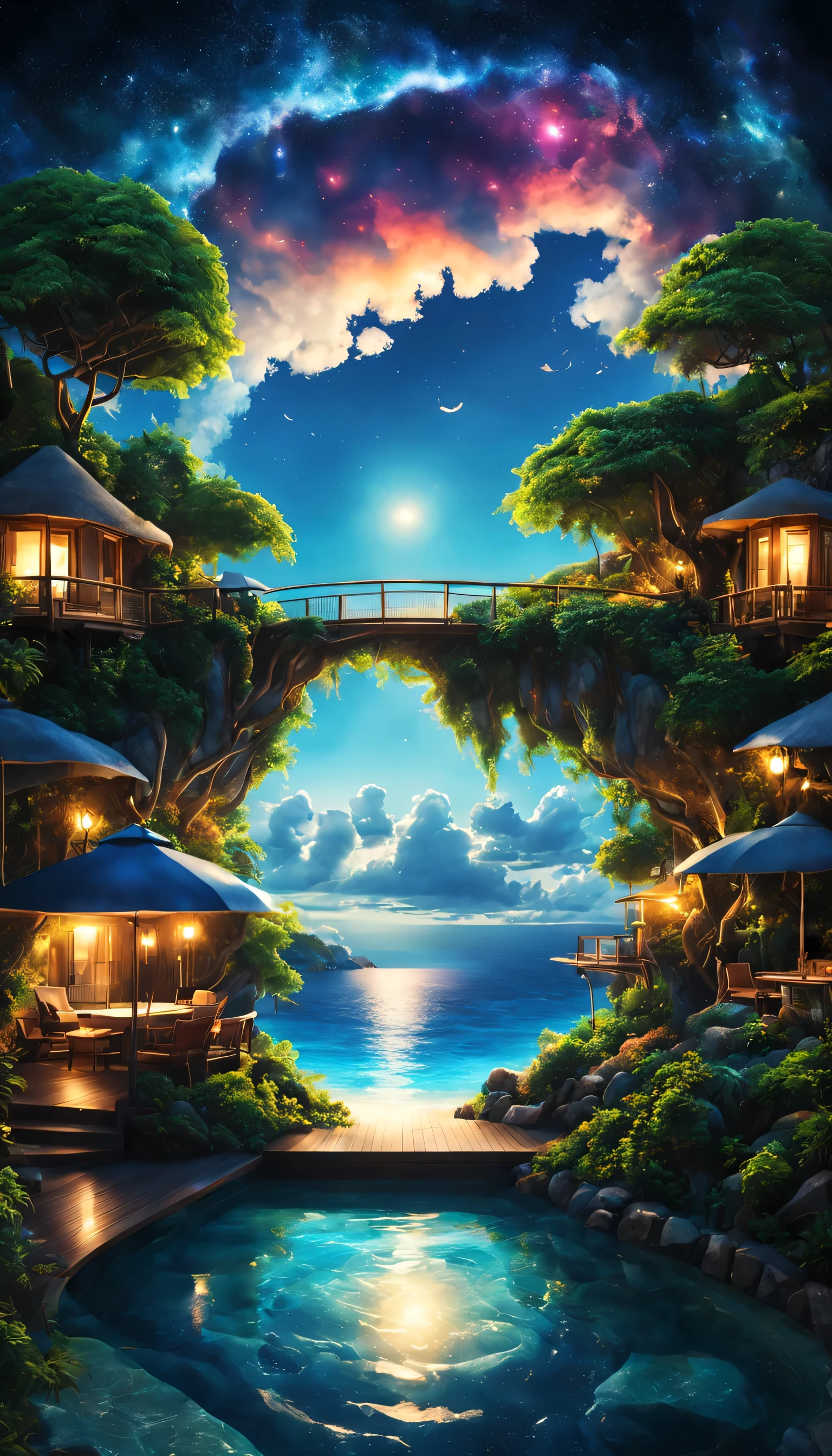 Highestのリゾート地の風景photograph,beautiful sea,高品質でwonderful家具:designer furniture,A beautiful sky spreads out,dream-like,summer,cloud,sky blue,Marine Blue,wonderful景色が広がります,Luxury Resorts,luxurious space,Velar,An environment surrounded by rich nature,Highestの時間をあなたに,Highest品質,photograph,structurally correct,perfect composition,広告用に撮影されたphotograph,beautiful light and shadow,Photographed by a professional photographer,Highestのリゾート地に選ばれた,rich colors,Cast colorful spells,be familiar with,fantastic,wonderful,maldives,light effect,Sparkling,reflection,night,night空,star,Highest