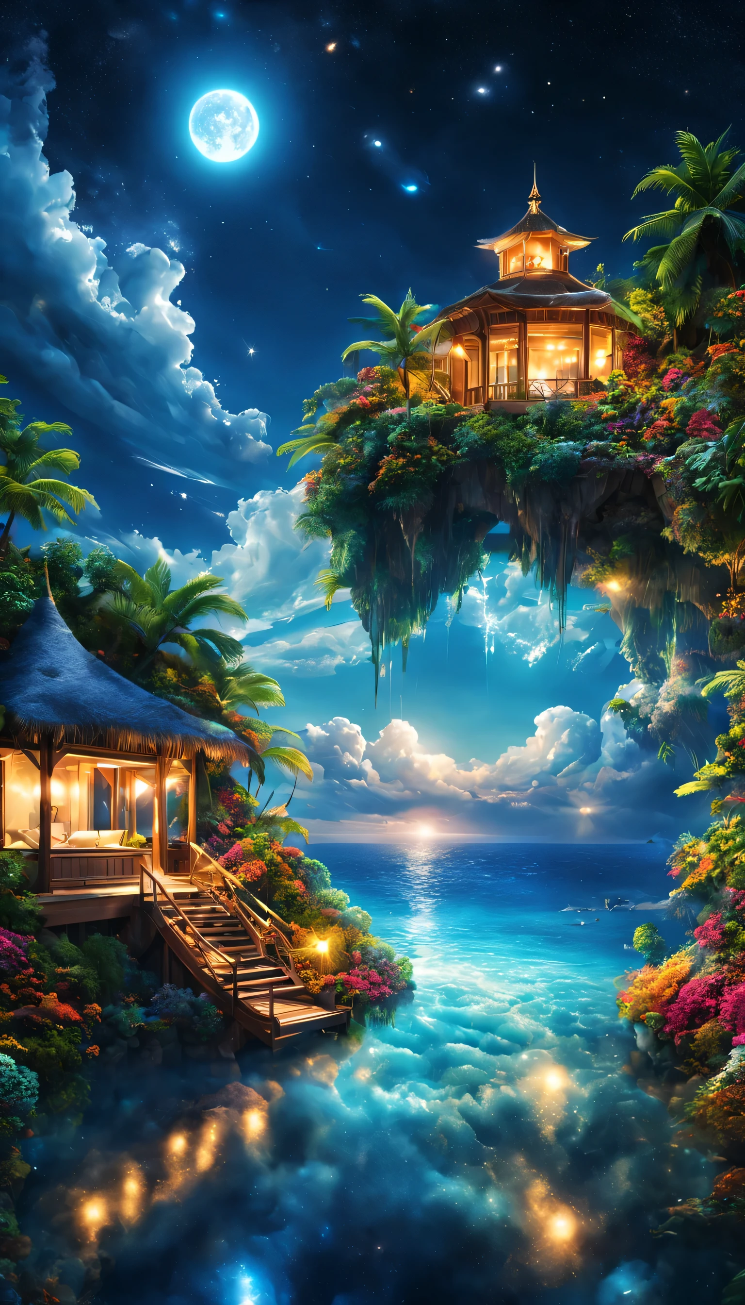 最高のリゾート地の風景photograph,beautiful sea,高品質でwonderful家具:designer furniture,A beautiful sky spreads out,dream-like,summer,cloud,sky blue,Marine Blue,wonderful景色が広がる,Luxury Resorts,luxurious space,Velar,An environment surrounded by rich nature,the best time for you,highest quality,photograph,structurally correct,perfect composition,広告用に撮影されたphotograph,beautiful light and shadow,Photographed by a professional photographer,Selected as the best resort,rich colors,Cast colorful spells,be familiar with,fantastic,wonderful,maldives,light effect,Sparkling,reflection,night,night空,star,fantasy,dream-like,wonderful