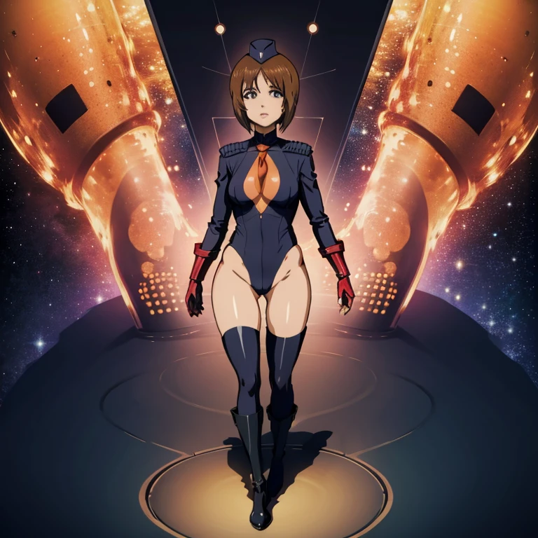 ultra-detailed, Explicit, Beautiful body, Beautiful Nose, Beautiful character design, perfect eyes, perfect face, ultra highres, 4K, beautiful legs, perfect legs, Nice hands, Perfect hand, Masterpiece, Best Quality, Highly detailed, illustration, absurdres, perfect anatomy, expressionless, blank eyes, looking at viewer, emotionless, black latex, corrution, mind control, female combatant, full body, hypnotized, unhappy trance, full body suit, both arms at side, obey, perfect female body, extremely glossy latex, hypnosis, hypnoLora, empty eyes, Mind control device, poses, submissive_pose, Slave, hat, necktie, stand up straight, standing, standing at attention, hat, necktie, belt, latex, thighhighs, garter belt, Fighting Stance, military, thigh boots, 1girl, hair ornaments, jacket, military uniform, long sleeves, black skirt, white pantyhose, black footwear, high heel boots, brown hair, short hair, brown eyes, nishizumi miho, girls und panzer