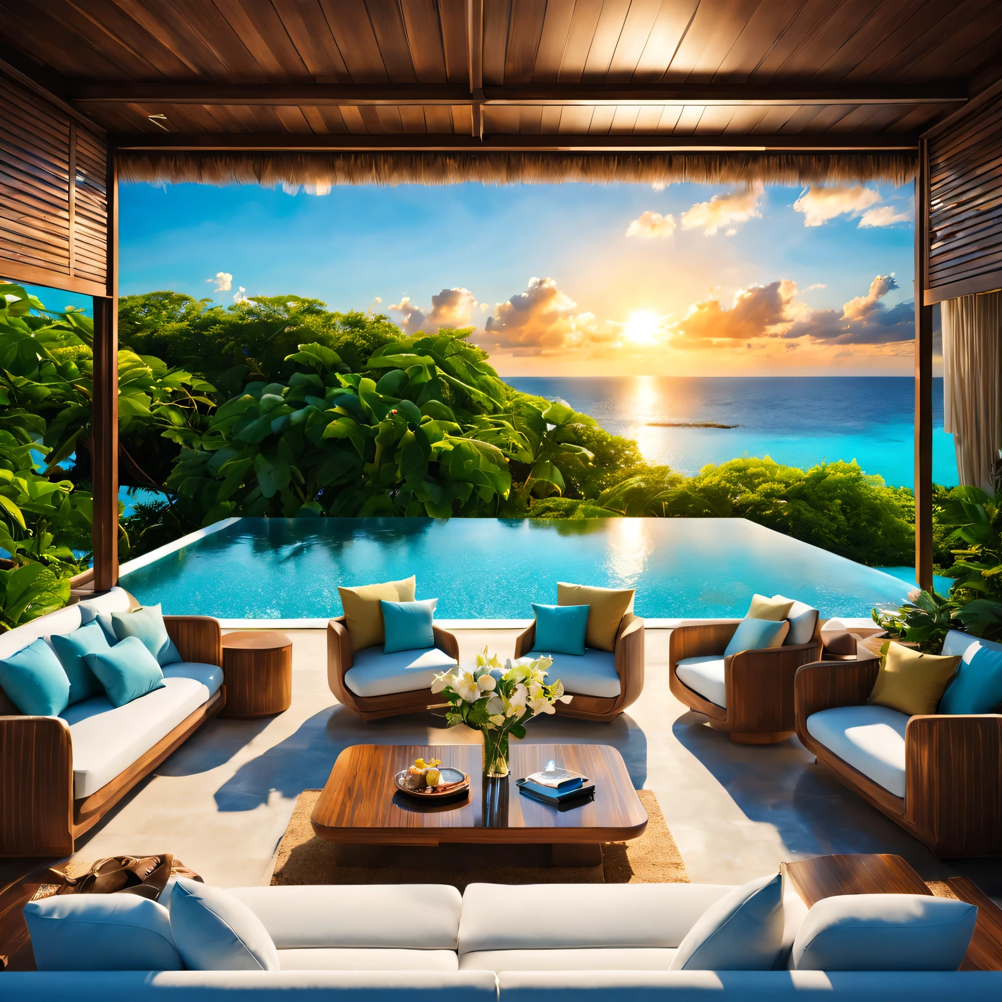 最高のリゾート地の風景photograph,beautiful sea,高品質でwonderful家具:designer furniture,A beautiful sky spreads out,dream-like,summer sunshine,cloud,sky blue,Marine Blue,wonderful景色が広がります,Luxury Resorts,luxurious space,Velar,An environment surrounded by rich nature,the best time for you,highest quality,photograph,structurally correct,perfect composition,広告用に撮影されたphotograph,beautiful light and shadow,Photographed by a professional photographer,Selected as the best resort,rich colors,Cast colorful spells,be familiar with,fantastic,wonderful,maldives,light effect,Sparkling,reflection,sunset,beautiful sunset,dynamic