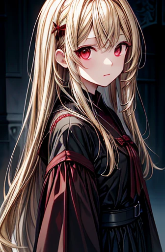 vampire、blonde、long hair、red eyes、girl
