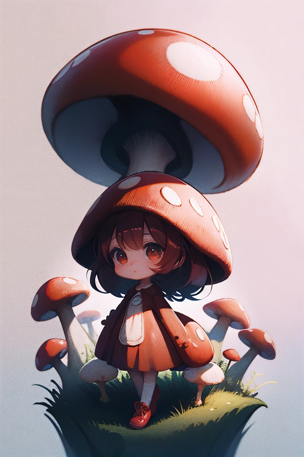 1 girl,Red mushroom,((high resolution))