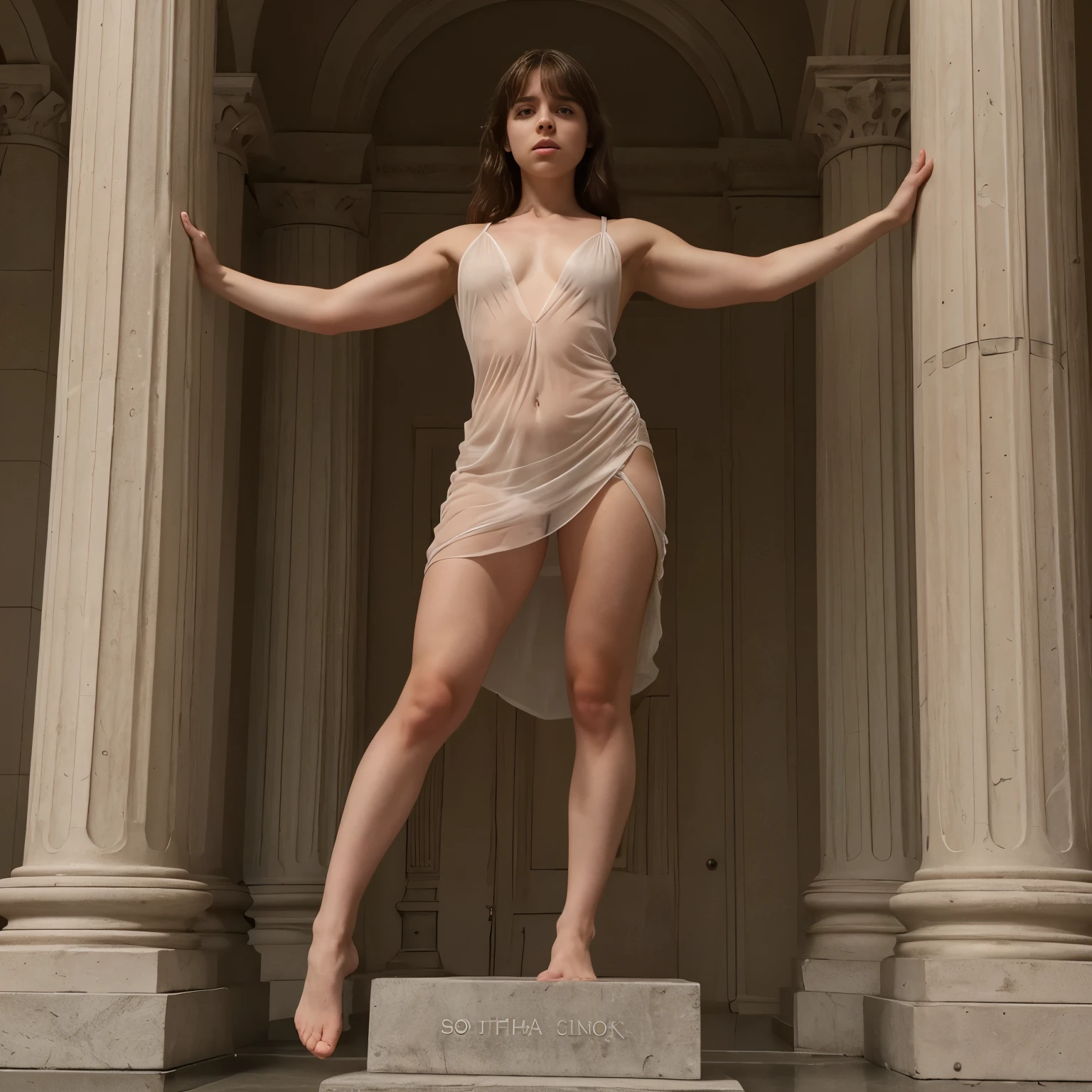Statue posing on the floor, Human figure, Not male, Not a woman, No clothes, masterpiece, Highest quality, Highest quality