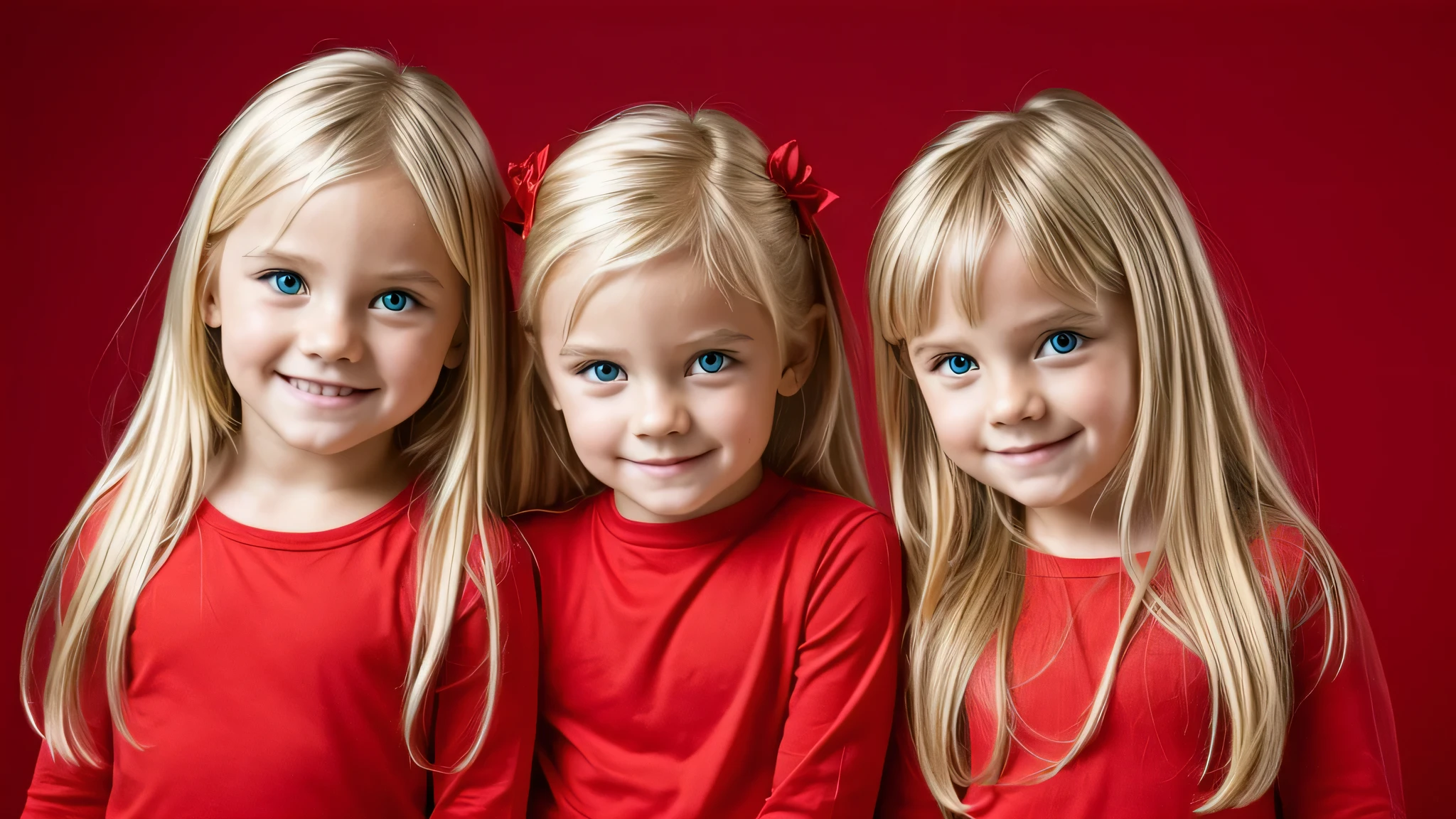 DEVILS BLONDE KIDS, RED BACKGROUND.