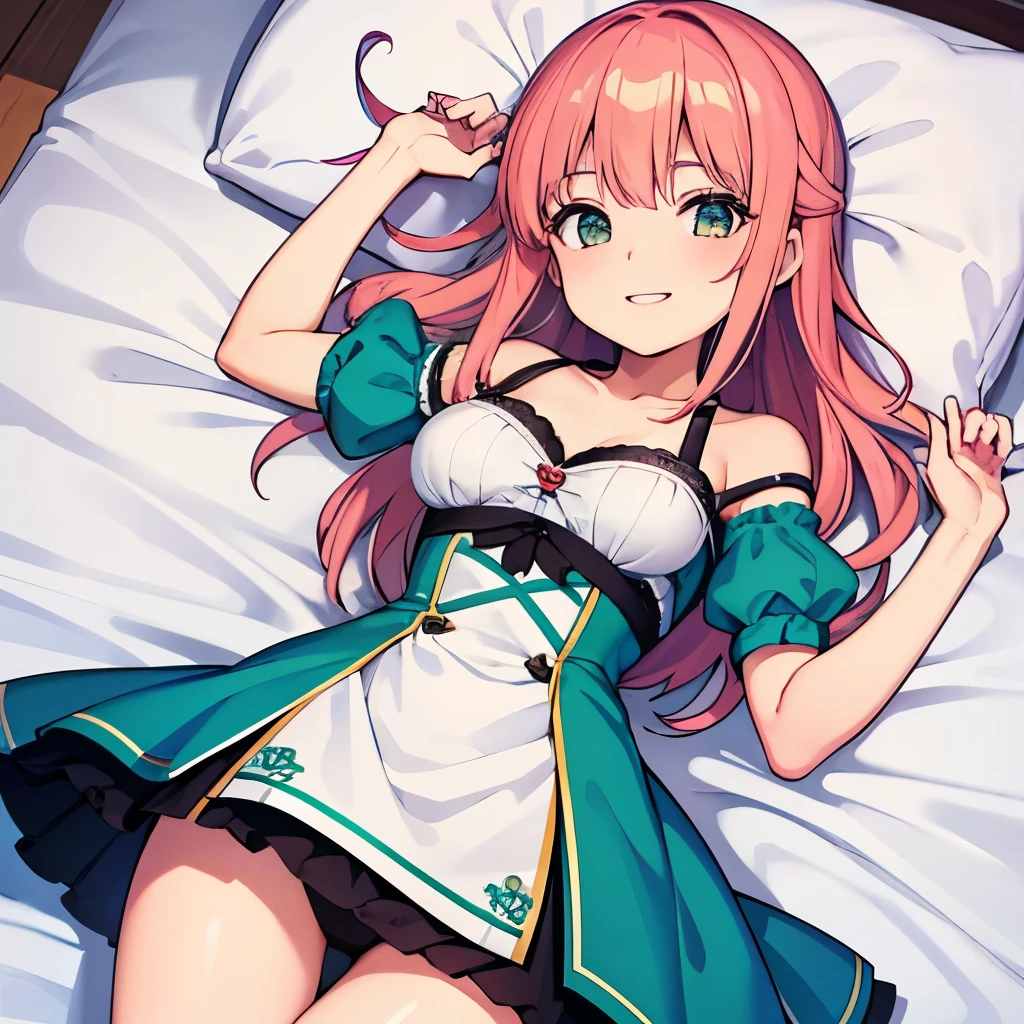 Anime girl laying on a bed with a pillow and a pillow - SeaArt AI
