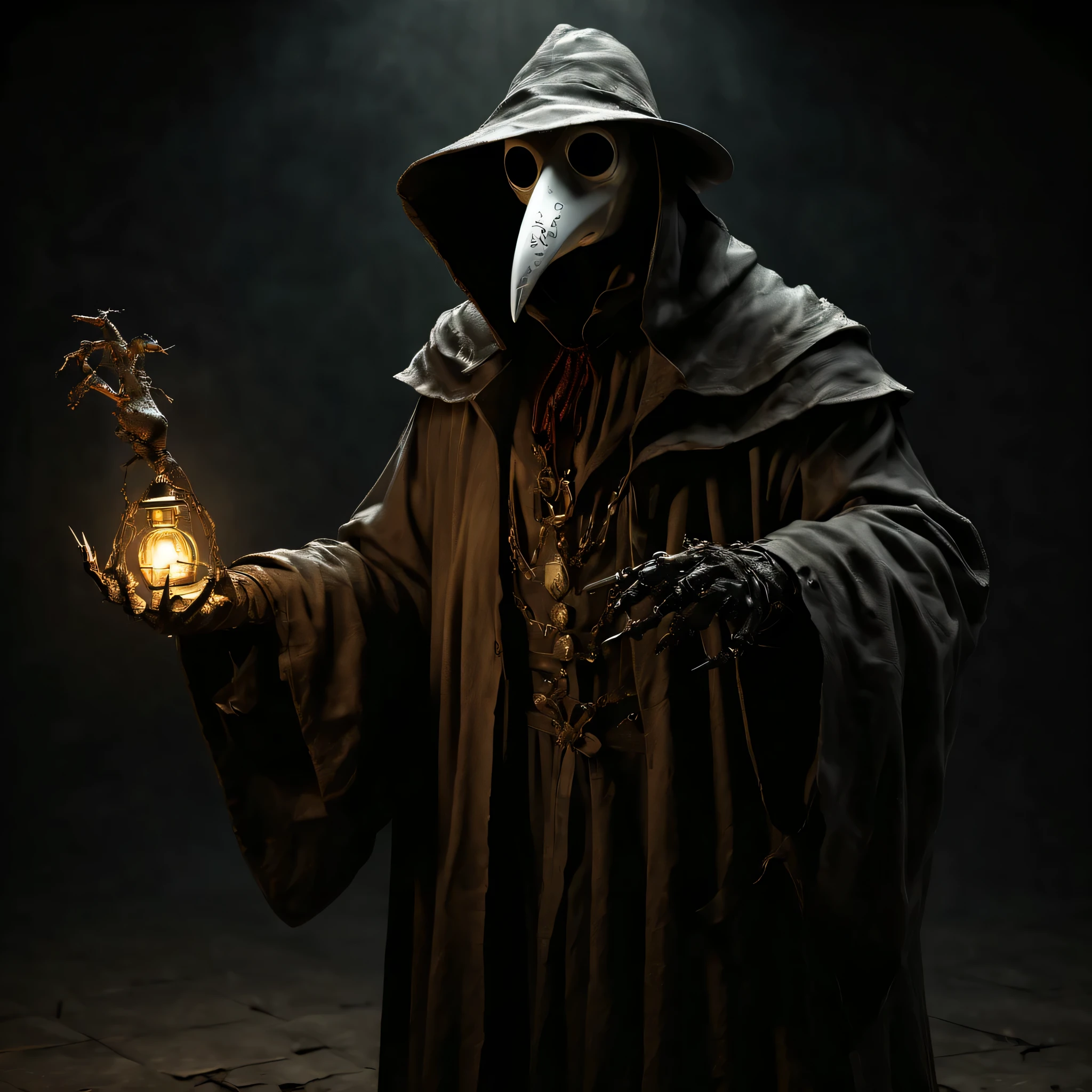 plague doctor, with lamp in hand, Al Silmons é o plague doctor desenhado por Todd McFarlane e Greg Capullo, Quadrinhos Spawn, motor irreal, Octane rendering, por Jacob Lawrence e Francis picabia, perfect composition, beautiful detailed intricate insanely detailed Octane rendering trending on artstation, 8k art photography, arte conceitual fotorrealista, soft natural volumetric cinematic perfect light, claro-escuro, fotografia premiada, obra de arte, oil on the canvas, Rafael, caravaggio, Greg Rutkowski, bipe, Beksinski, Giger