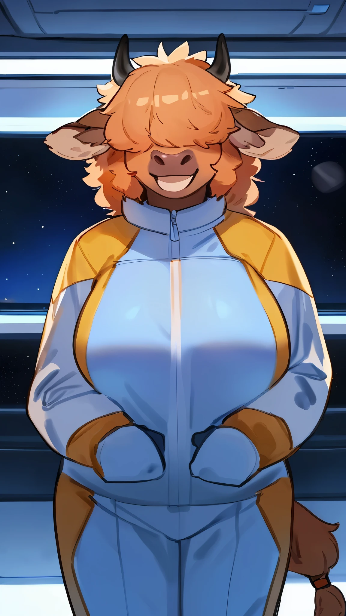score_9,score_8_up,score_7_up,score_6_up,score_5_up,score_4_up constellation, from side, between breasts, thankful, gold hair, furry, skirt,cargo pants, pink thighhighs, layered haircut, horns, neon, colored outlines, glow, rimlight,