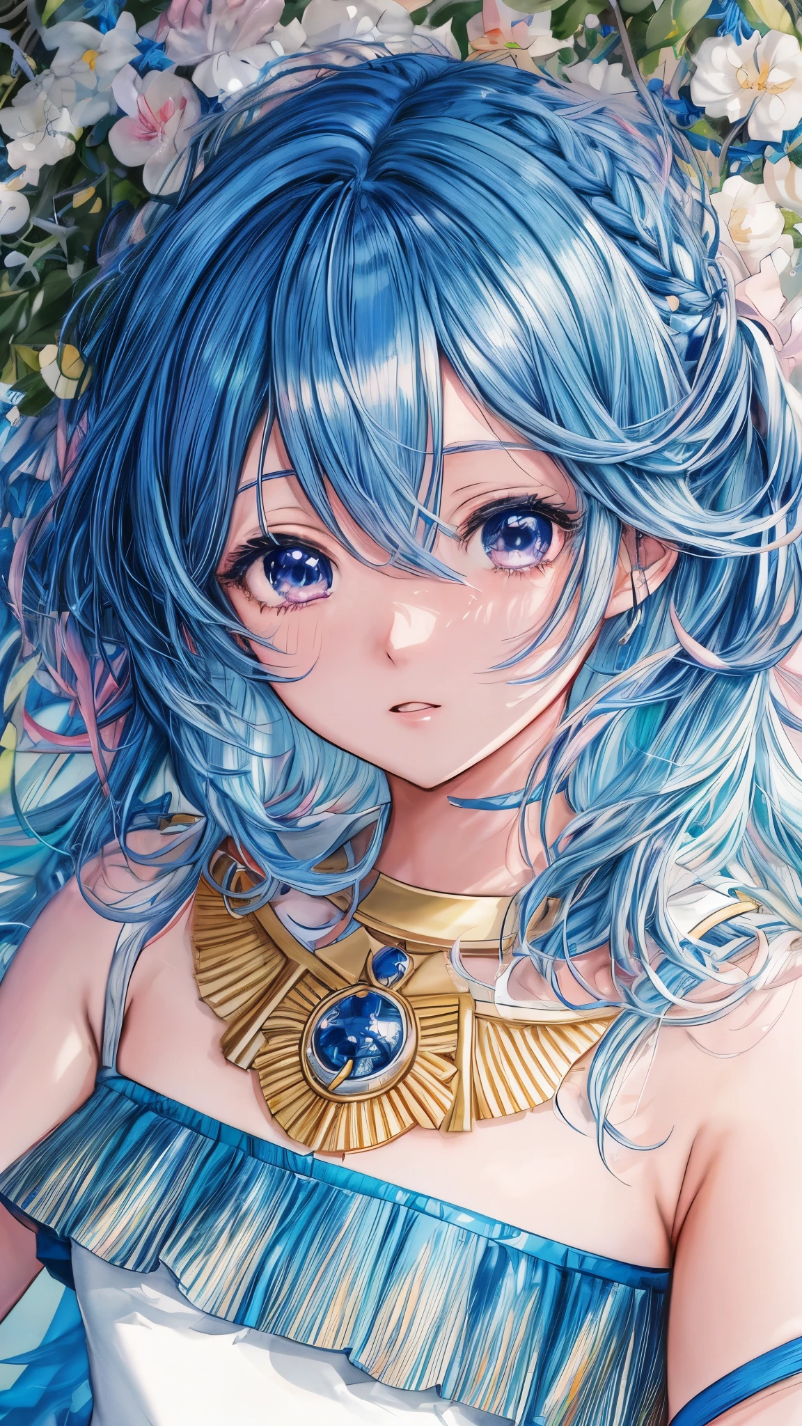 chica anime con cabello azul y ojos azules en un vestido azul, retrato, caballeros del zodiaco, , arte de anime digital detallado, estilo anime 4k, Fondo de pantalla de arte anime 4k, Fondo de pantalla de arte anime 4K, arte de anime detallado, hermoso retrato animado, retrato detallado de chica anime, arte de anime detalladowork, fondo de pantalla de arte anime 8 k, clean arte de anime detallado, hermosas ilustraciones de anime