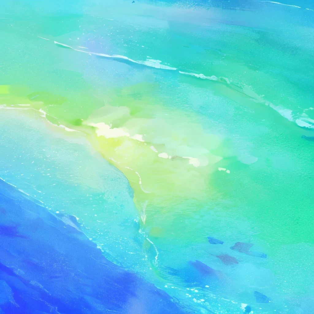 Beautiful blue-green watercolor bright colors isolated on aqua background