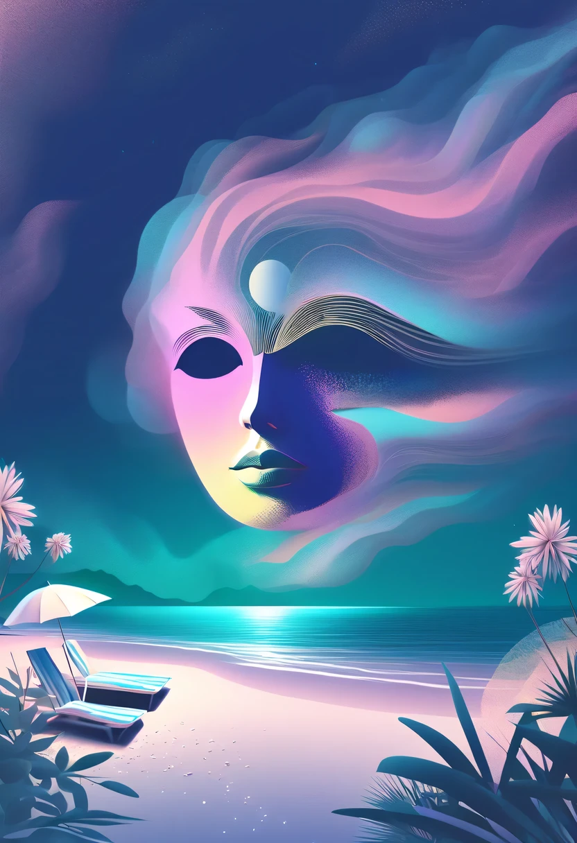 Dream Resort,pastel tones,Light style,Comfortable and calm,nature,warm and cozy,fluorescent beach,Gentle sunset,beautiful garden,