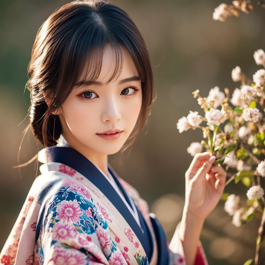 setsubun、kimono、highest quality、realistic、(faded texture)、In 8K、fine skin、young asian、25 years old、super detailed、High resolution、professional lighting、beautiful woman、Beauty、one person