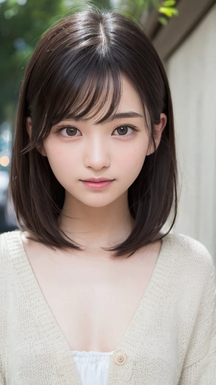 (Completely naked body)、 (Vaginal opening valgus)、beautiful girl、Beautiful girl's face、cute girl face、smile、night、original photo、(((ultimate beauty portrait)))、((glowing skin))、1 girl、Beautiful 15 year old girl from Prague、bright look、((brown hair))、()、((Big eyes that shine like jewels))、cardigan、open your clothes、plat、radiant and radiant skin、(medium hair)、(silk ponytail)、( permanent)、(from below)、(from below看内衣的特写)、eyeliner、beautiful bangs、hair between eyes、((masterpiece、quality、Super detailed、movie light、intricate details、High resolution、very detailed))、this background、8 cool、Digital single-lens reflex camera、soft light、高quality、film grain、XT3 、shallow vision deep vision、natural soft light、Kamimei、