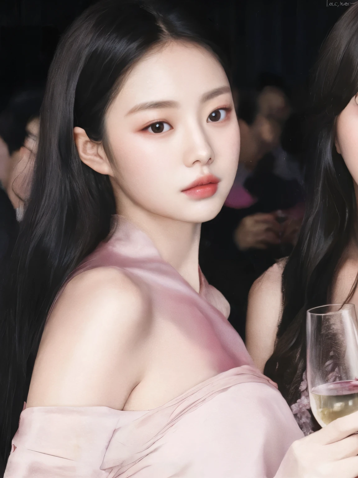 Red Carpet, Korean woman in red dress, Turn sideways, close range, Invite to love, Dancing, Evening, Where