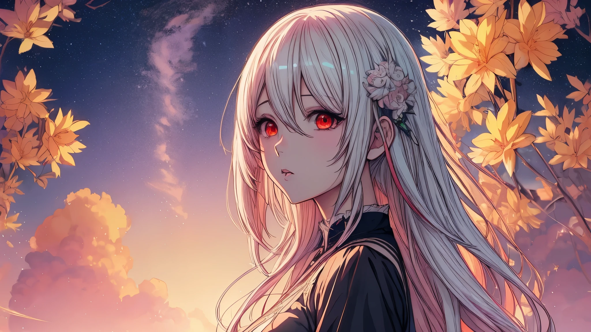 Chica anime con cabello blanco y ojos verdes con un vestido blanco., guweiz en pixiv artstation, guweiz en artstation pixiv, Fondo de pantalla de arte anime 4K, Fondo de pantalla de arte anime 4k, arte de anime digital detallado, fondo de pantalla de arte anime 8 k, anime fantasy illustration., beautiful fantasy anime, anime fantasy illustrations, hermoso retrato animado, estilo anime 4k