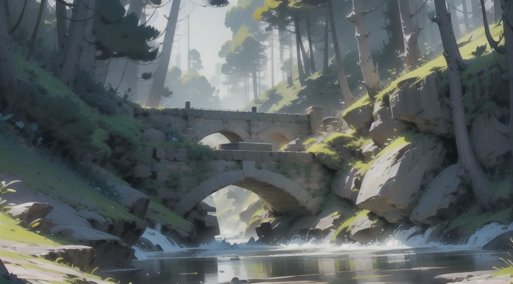 style, Chrome V5, nvinkpunk, (extremely detailed 8k CG unit wallpaper), Image of a majestic river, Trees on the sides, A small waterfall, heavy fog, award winning photography, Chromatic aberration, detailed, HDR, blossom, style Моне, Pissarro and Sisley, trend on artstation, trend in CGSociety, midway art