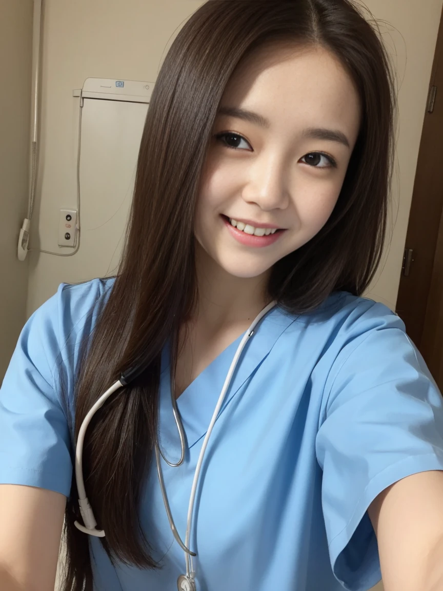Beautiful woman、18-year-old、nurse、hospital、laughter、Half body