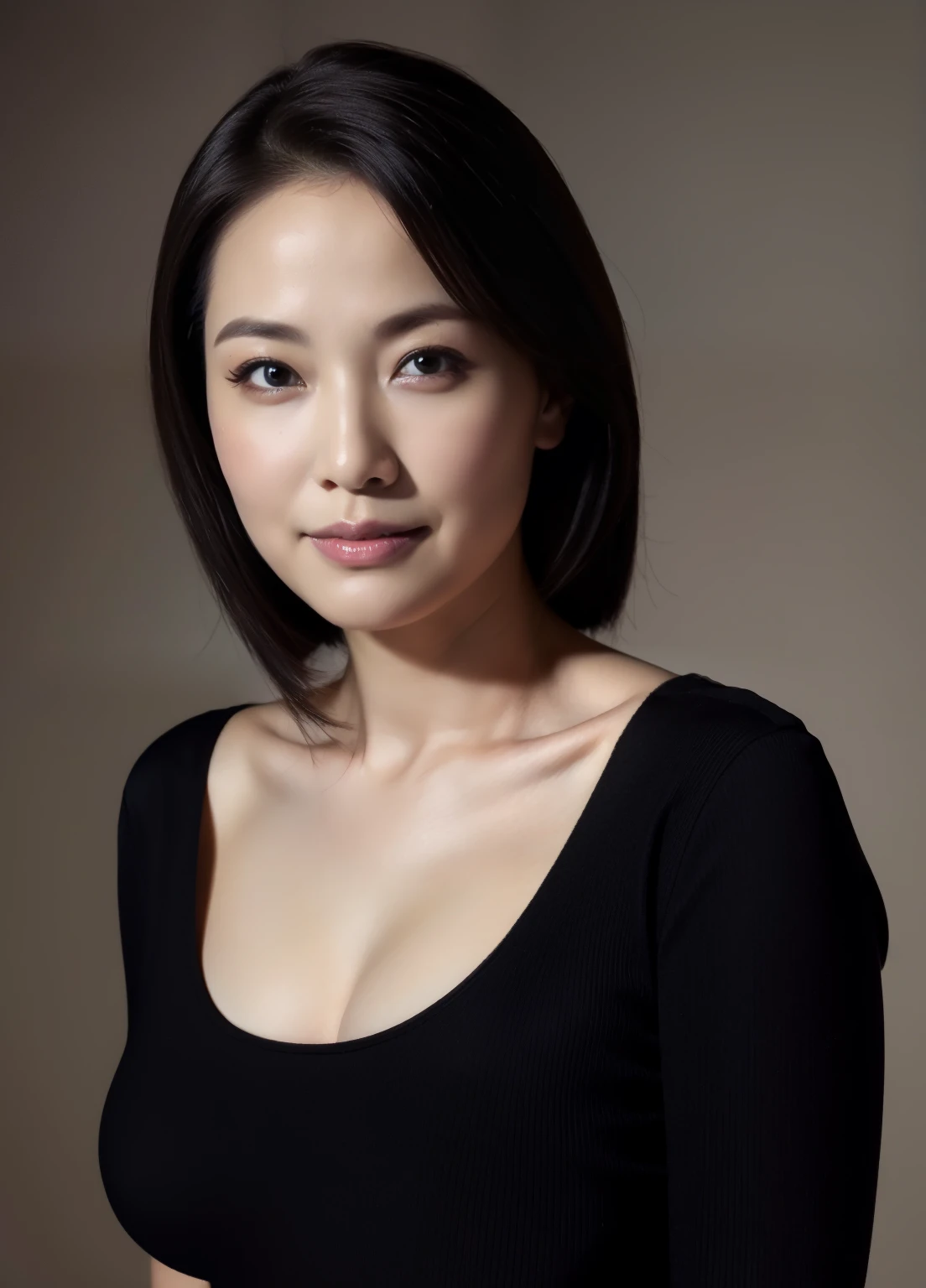 masterpiece,best quality, (one), ((portrait:1.5)), ((gaze:-0.5)), cosmetic, Elegant black shirt, Oh my own breasts, ((Express)),