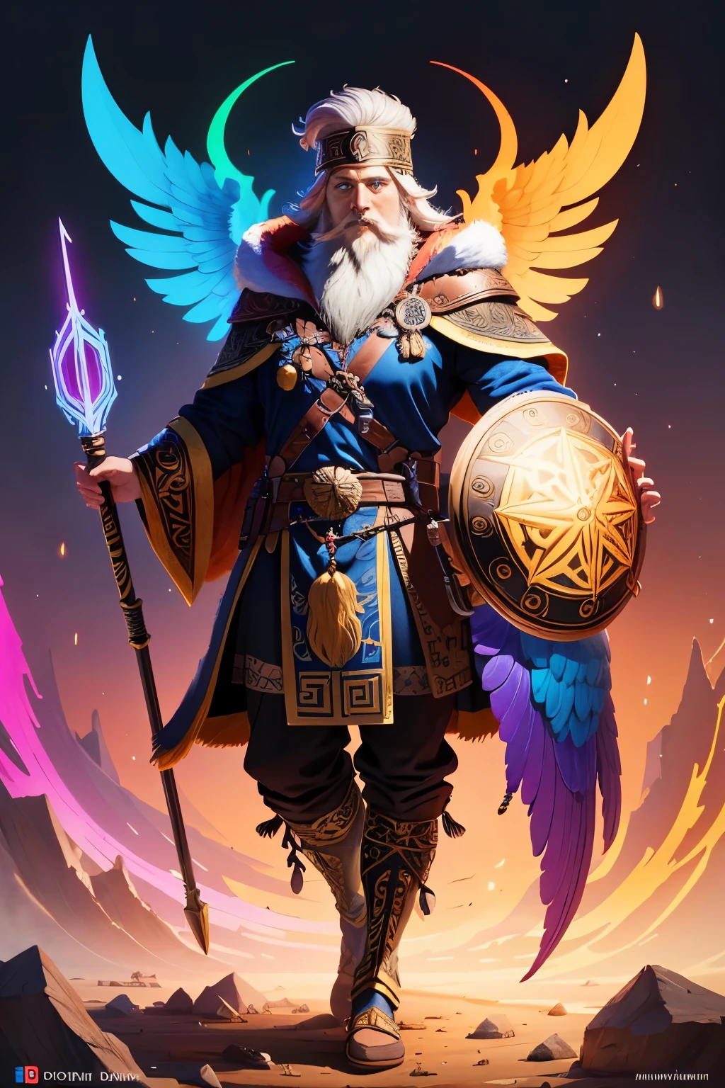 create a colorful illustration of god odin