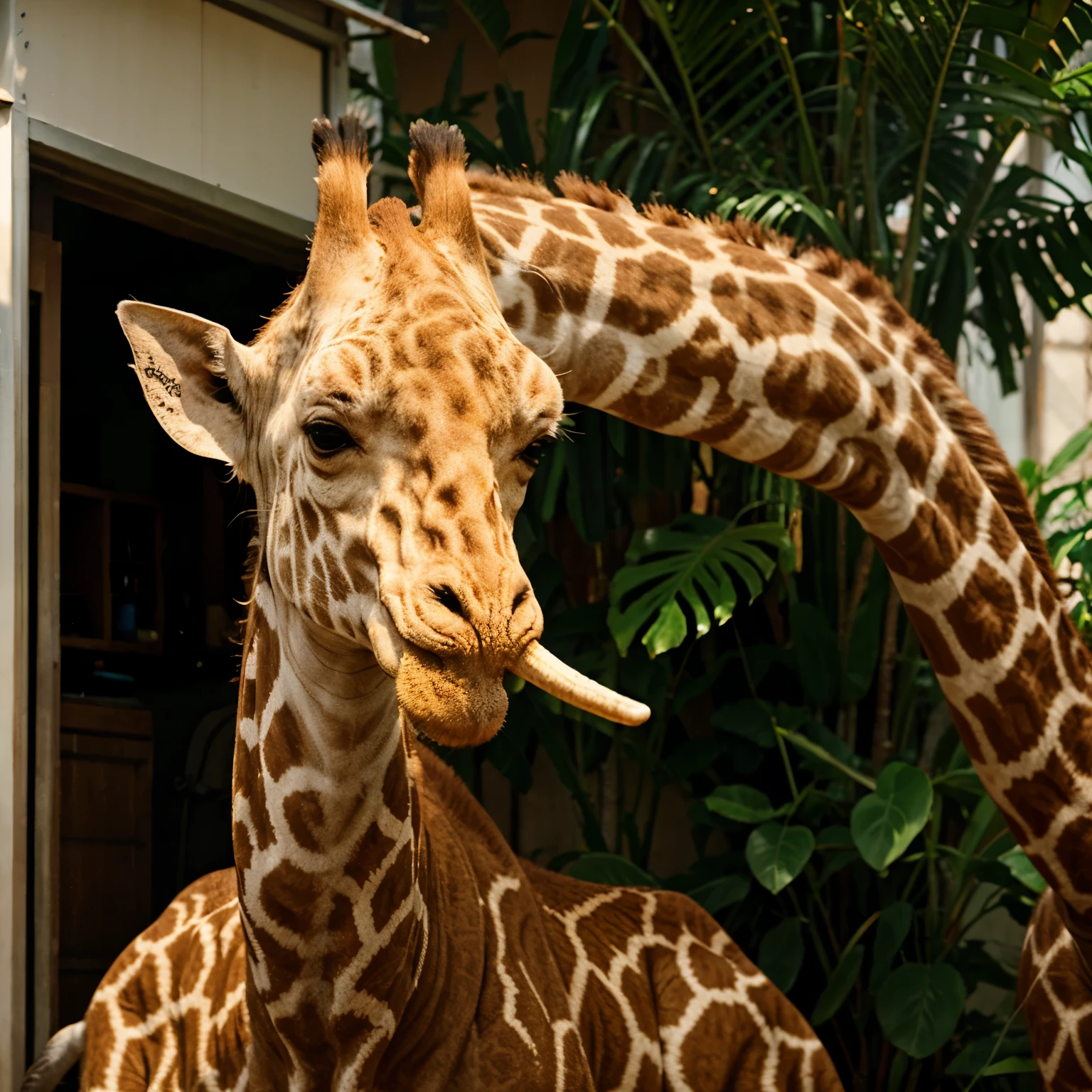 Giraffe with elephant nose