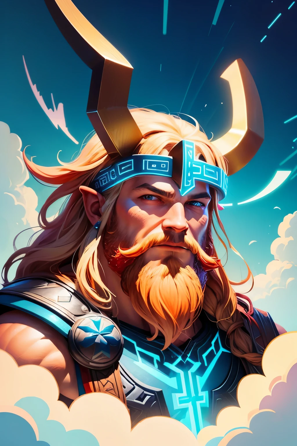 create a colorful illustration of god thor
