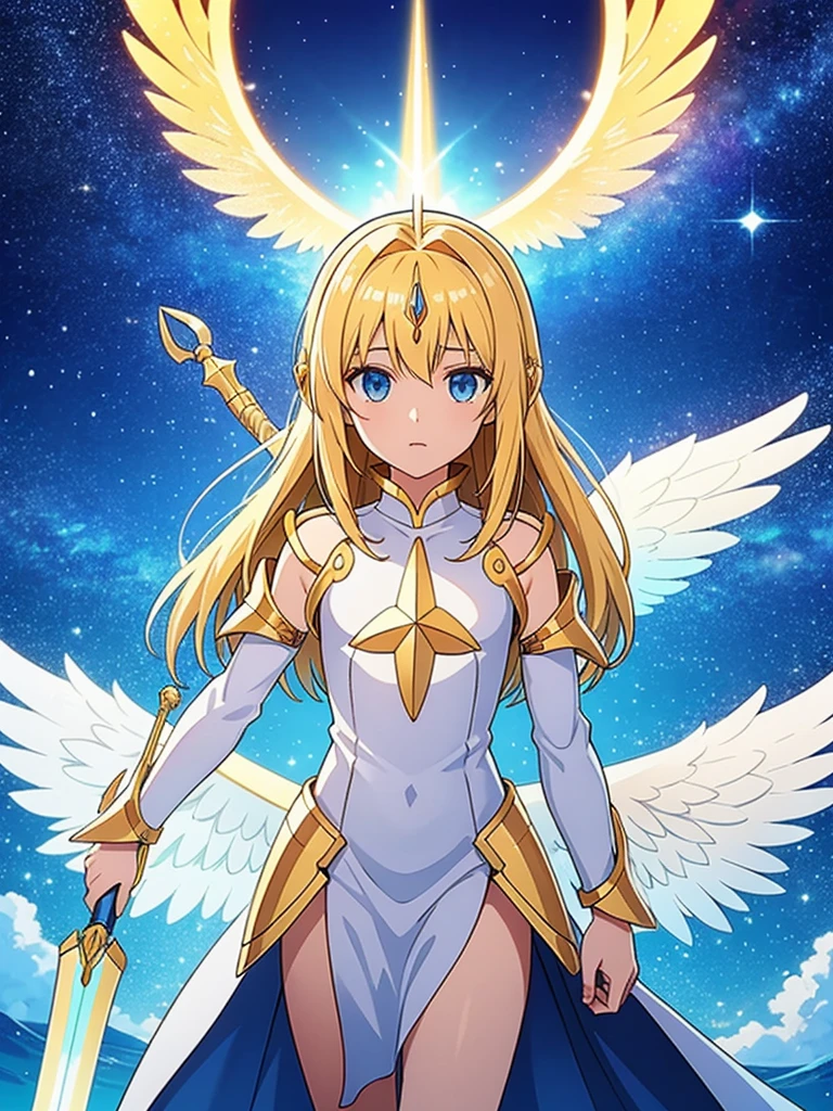 Seraphiel is an angelic being with golden wings and radiant, ethereal armor. His eyes emit a warm, celestial light, and he carries a gleaming sword forged from the essence of Eldoria's sun.
Role: Celestial envoy and defender, entrusted with safeguarding Eldoria from otherworldly threats.