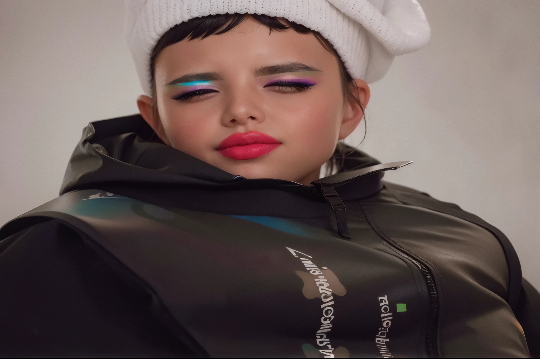 Paint the lips in rainbow colour