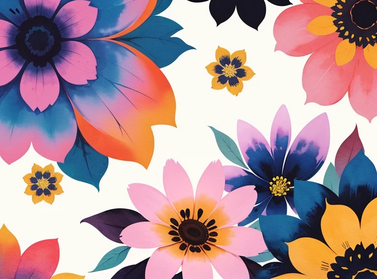 Print pattern, abstract flower, color comfort, watercolor, hand drawn, vector graphics, minimalist