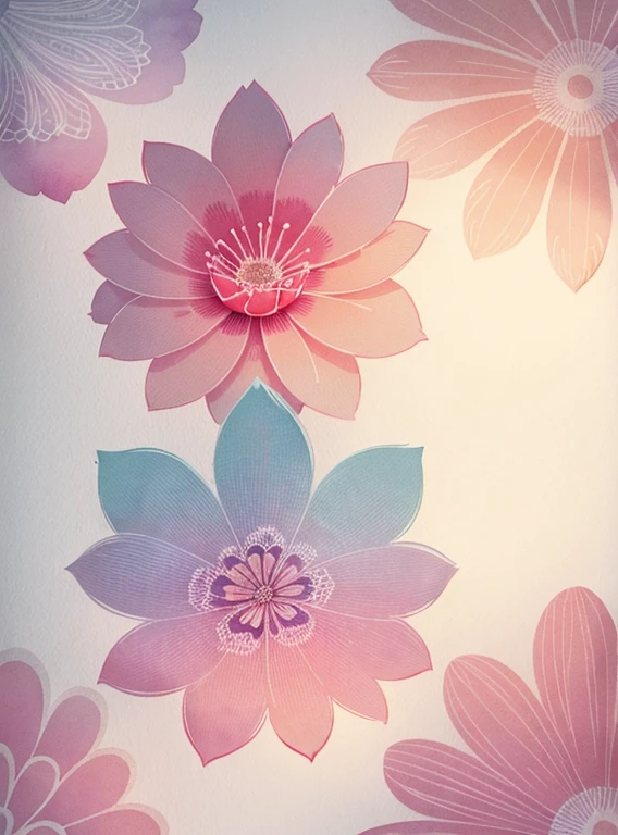 Print pattern, abstract flower, color comfort, watercolor, hand drawn, vector graphics, minimalist, pastel colors