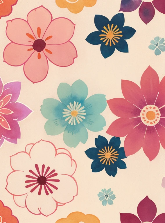 Print pattern, abstract flower, color comfort, watercolor, hand drawn, vector graphics, minimalist, pastel colors