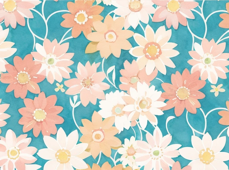 Print pattern, abstract flower, color comfort, watercolor, hand drawn, vector graphics, minimalist, pastel colors