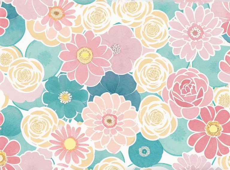 Print pattern, abstract flower, color comfort, watercolor, hand drawn, vector graphics, minimalist, pastel colors
