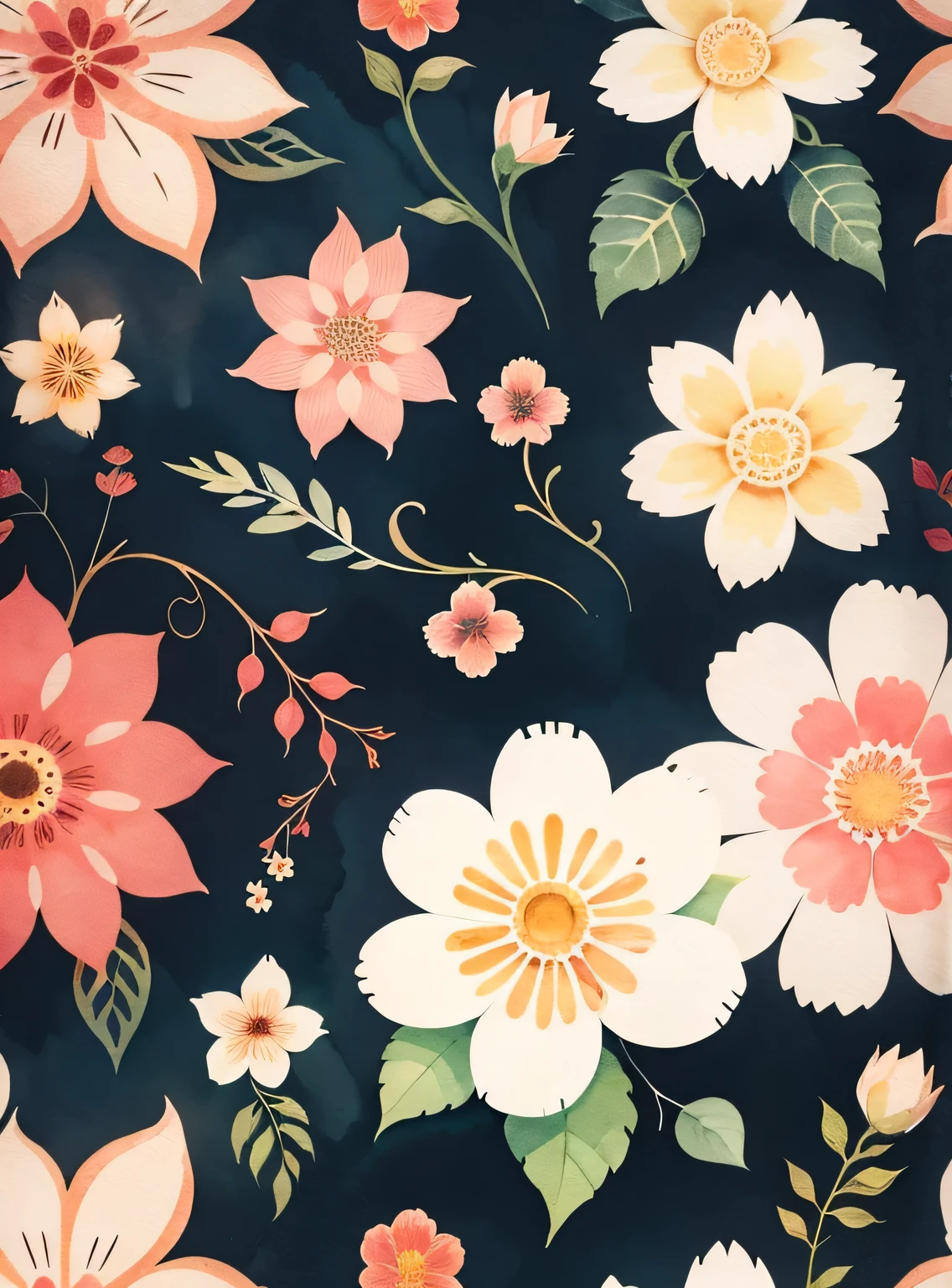 Print Pattern, Flor abstrata, conforto de cor, aquarela, handdrawn, Vector graphics, minimalista