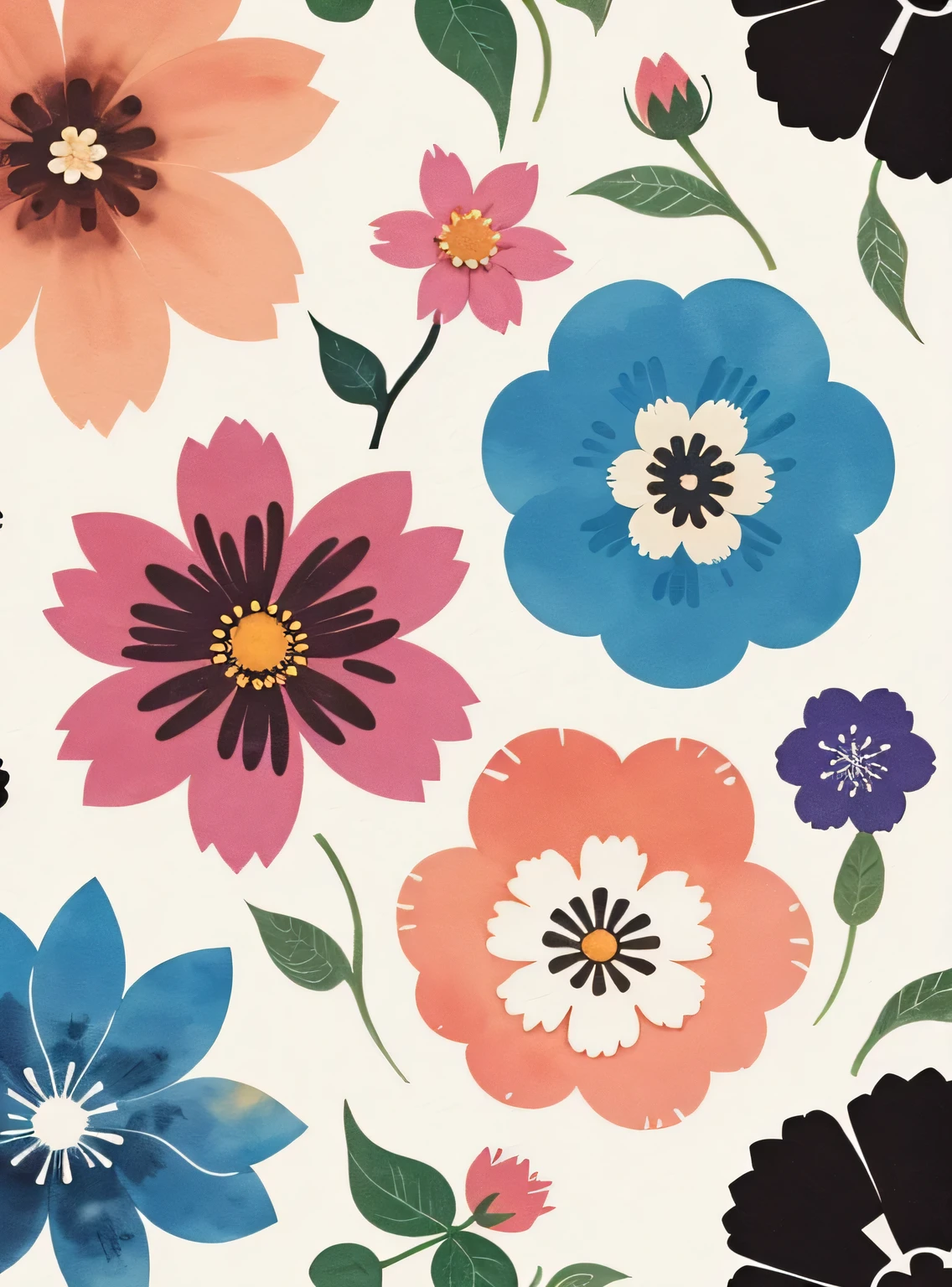 Print Pattern, Flor abstrata, conforto de cor, aquarela, handdrawn, Vector graphics, minimalista