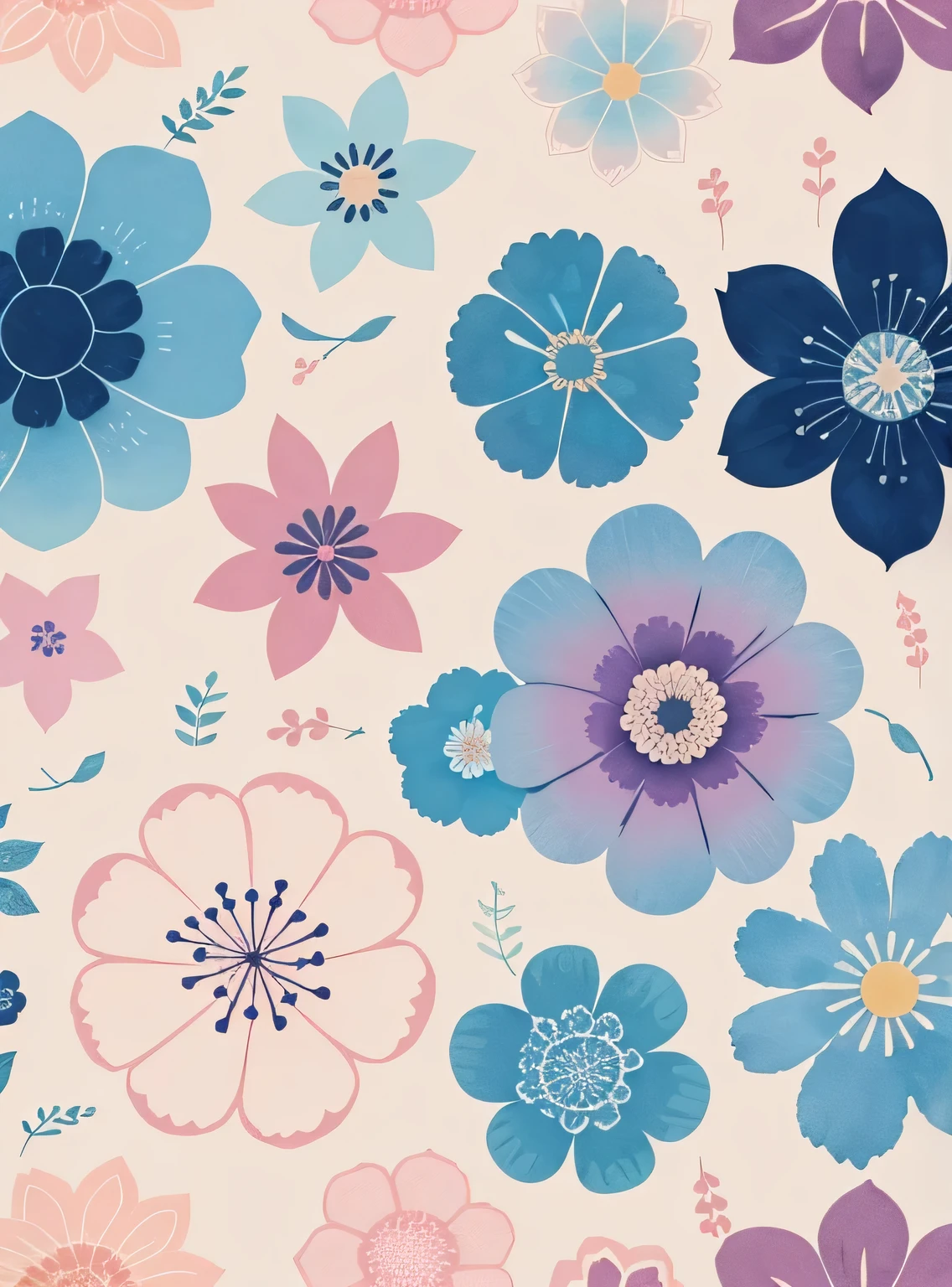 Print Pattern, Flor abstrata, conforto de cor, aquarela, handdrawn, Vector graphics, minimalista, Cores pastel