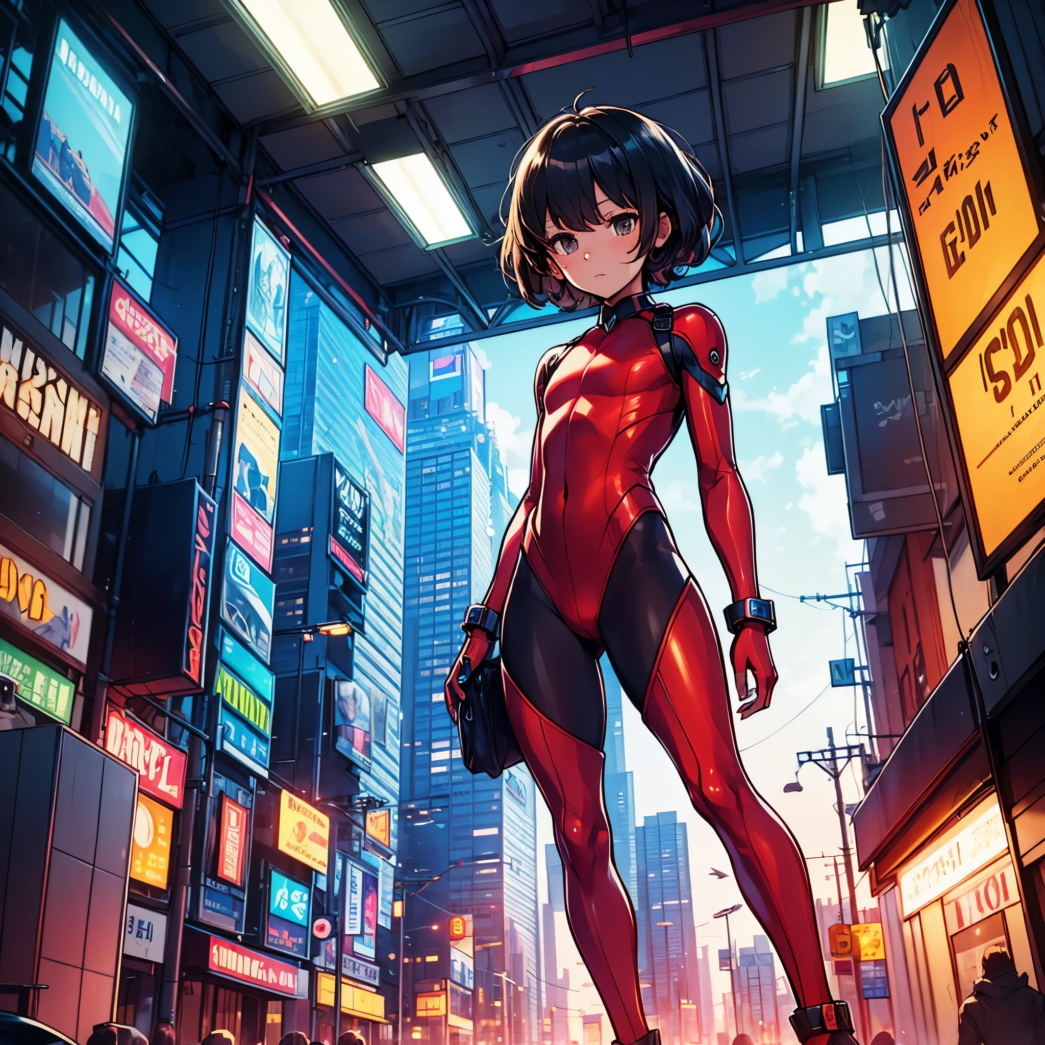 ((masterpiece, best quality)),(complex light),astro boy,black hair, brown eyes,red boots, fighting postion, about to fight, futuristic city varied multi etc. --v 6 --s 1000 --c 20 --q 20 --chaos 100
