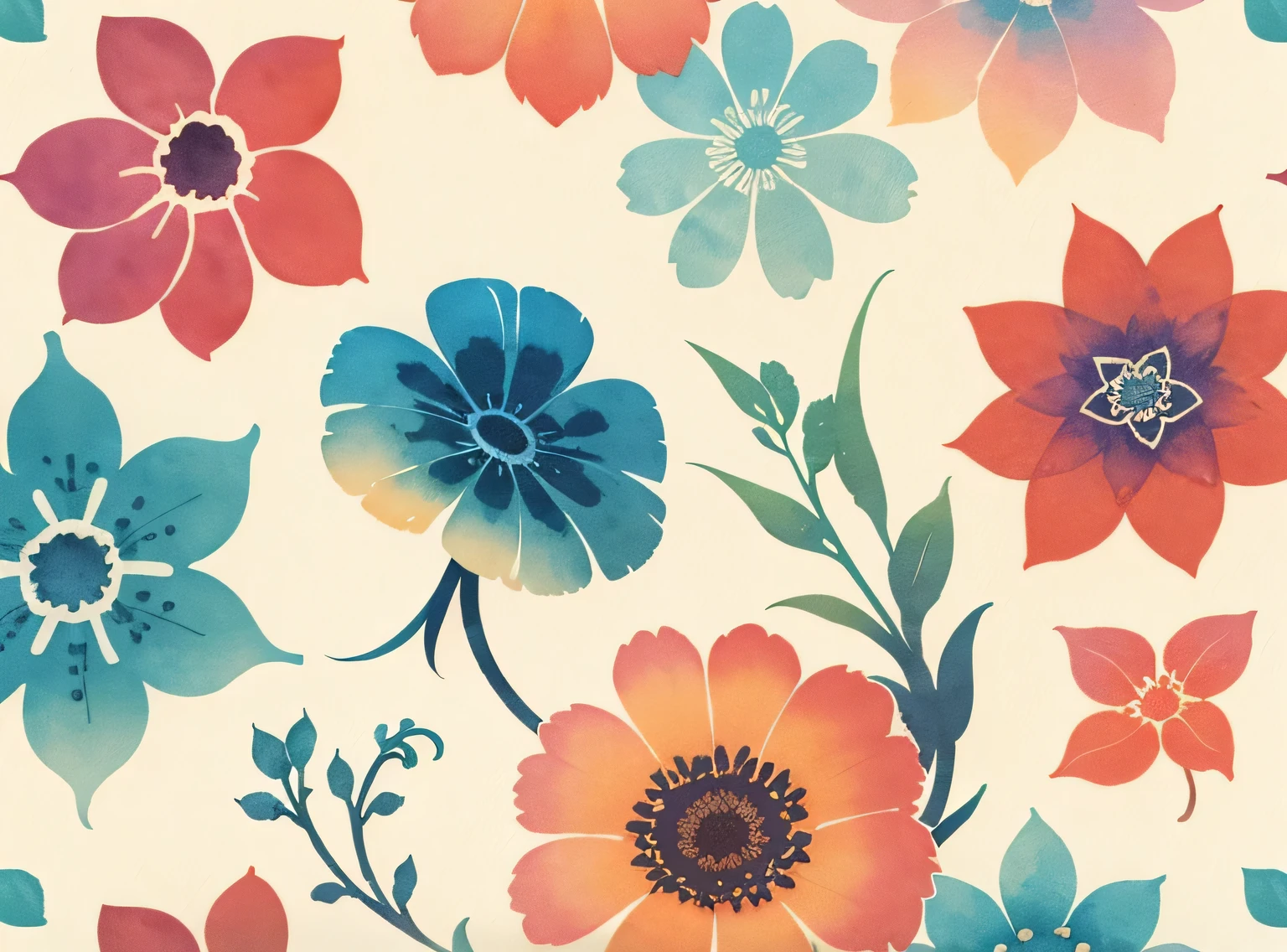 Print Pattern, Flor abstrata, conforto de cor, aquarela, handdrawn, Vector graphics, minimalista