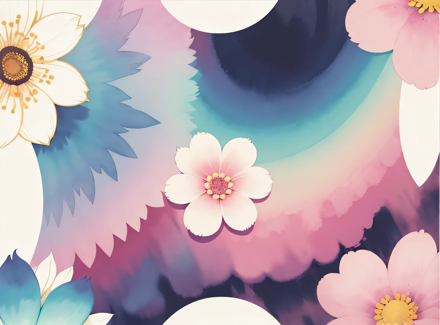 Print Pattern, Flor abstrata, conforto de cor, aquarela, handdrawn, Vector graphics, minimalista, Cores pastel