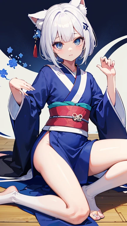 mononobe no futo, One Girl, Long sleeve, Sleeves edged with ribbon, Gray Hair, blue eyes, Proud face,
Underbust,  Small breasts, Spread your legs,Butt,Thighs,Plump，milk,Underarm,Underbust，vapor，High Leg，Low Angle,No underwear,vagina,Female organ,semen，smile，Spread your legs，Buttの穴,Lean back