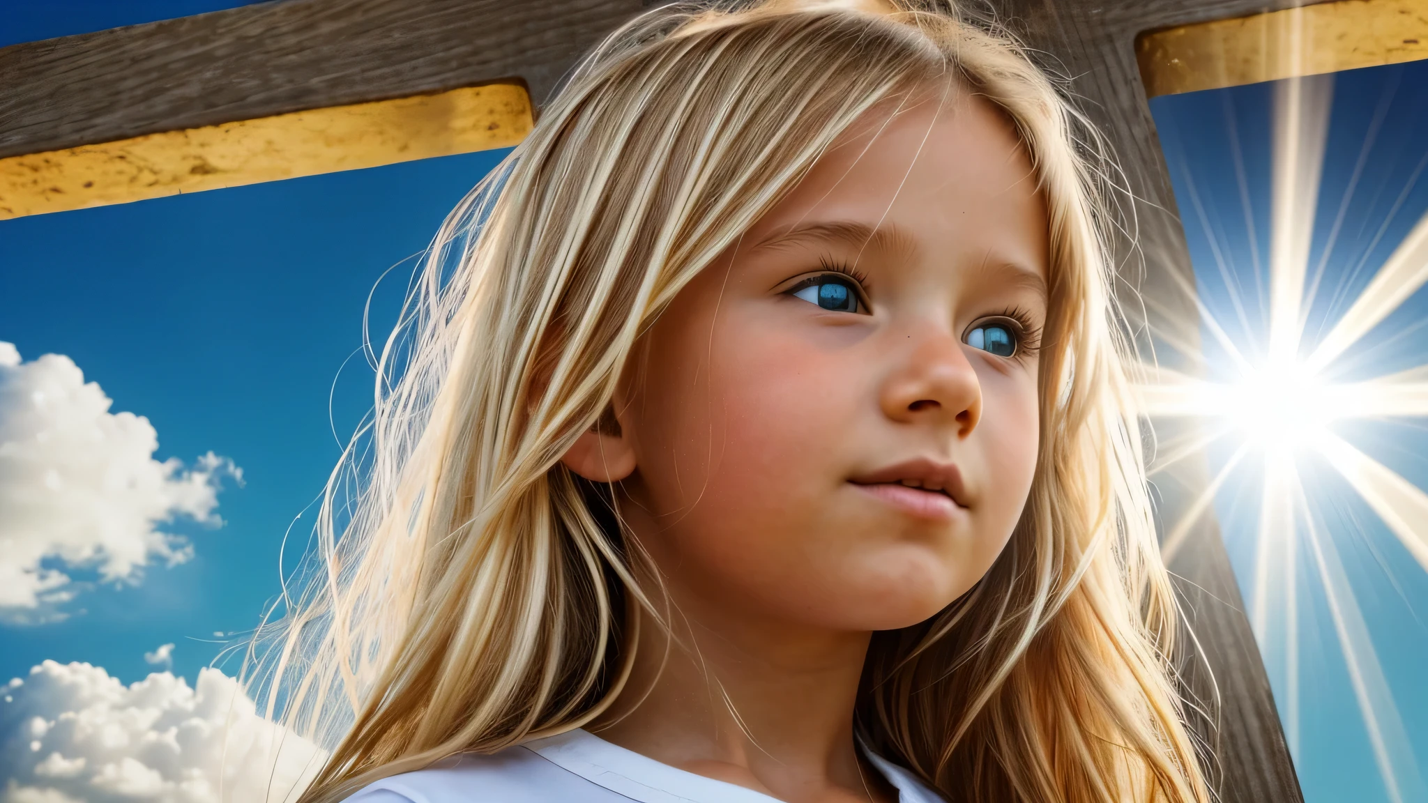 GIRL CHILD 8 YEARS BLONDE HAIR, longos, fone de ouvido, FOGO NO BURACO.