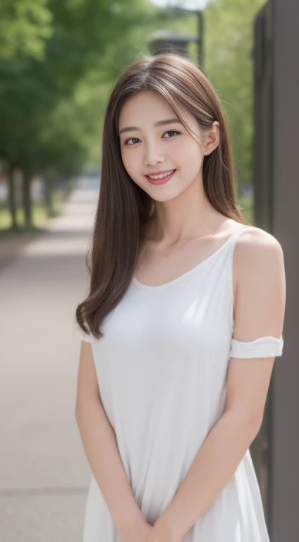 ((best image quality, 8K, master piece:1.3)), 1 girl, Beautiful woman with slender abs:1.3, (casual hairstyle, No big breasts leaking:1.2), shift dress:1.1, Extra-fine face, detailed eyes, double eyelid,smile,Home,young girl