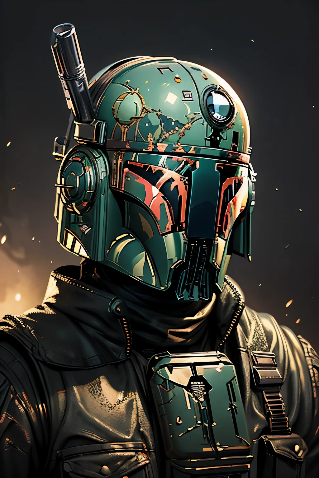 Design of the plans for a helmet  (boba Fett) star wars as a graphic design poster