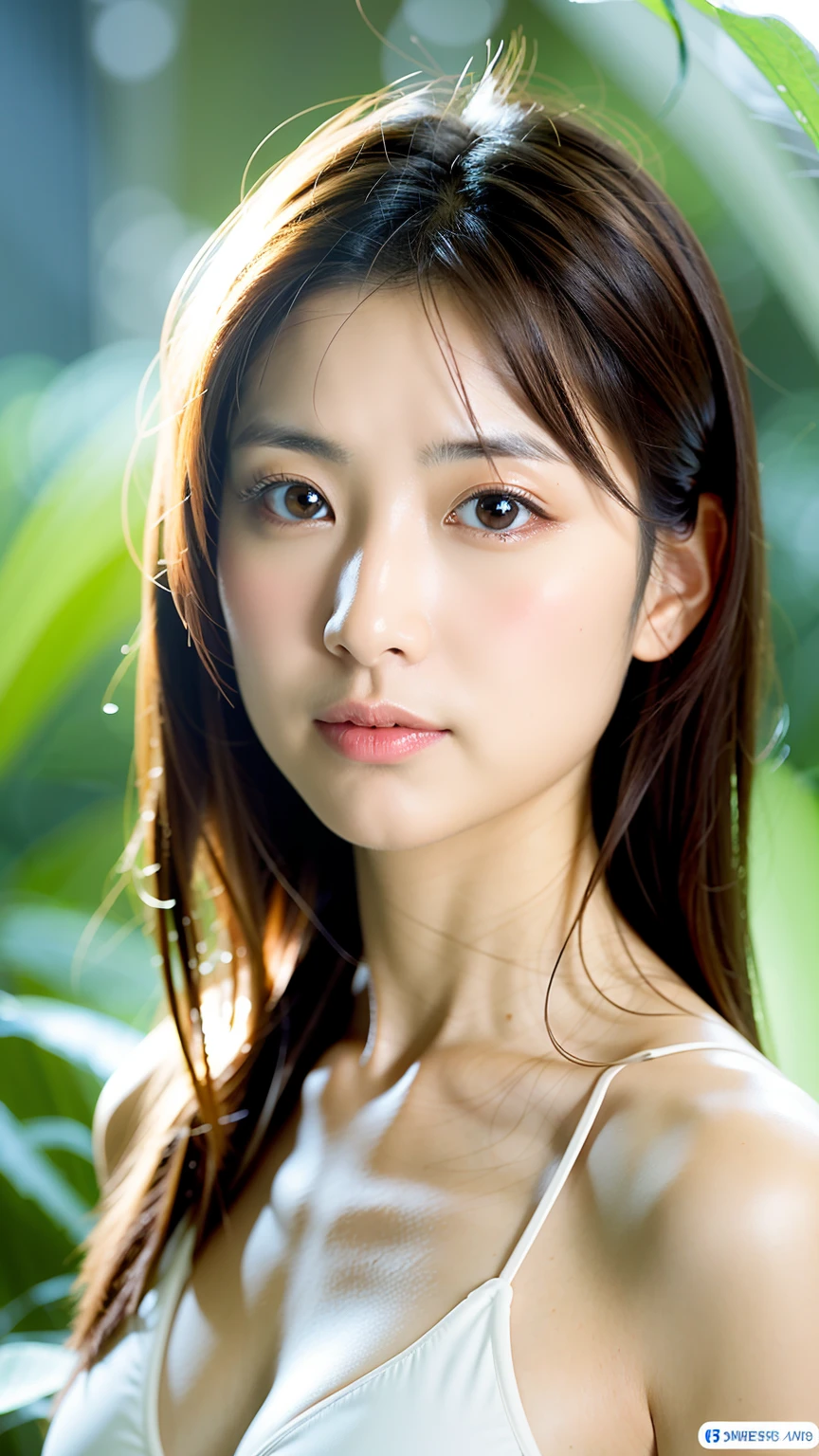 master piece , best quality , japanese , cool face , 30years old , (symmetrical clear eyes:1.3) , shining eyes , looking at viewer , bikini