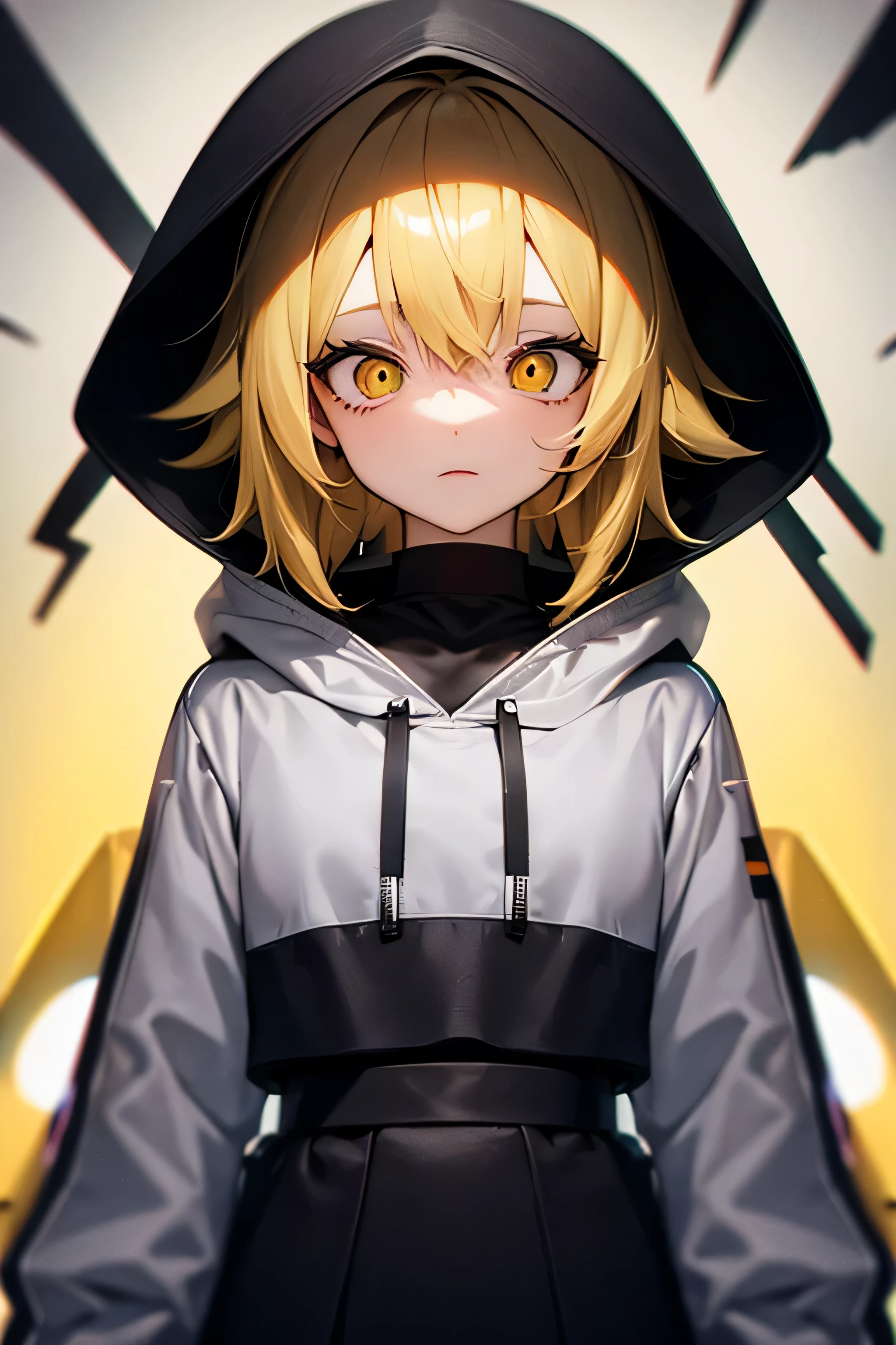  cute female  medium yellow  hair wearing a hoodie and a small skirt   cyan glowing eyes  head up eyes looking down onto viewer super detailed ,best quality, ultra quality, absurd details, best light, best shadow, sharp, sharp image, detailed, extremely detailed, great resolution, 8k, 4k, uhd, Glowing eyes,  Ahegao expression  Ahegao