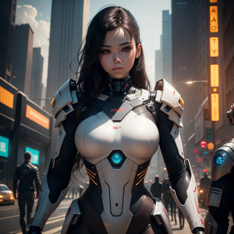 a masterpiece， the best quality， High Quality， （futurism：1.1）， （cyberpunk clothes）， movie lights， （Exquisite future）， Beautiful and beautiful， Ultra detailed， Great composition， floating， Depth of field， （Very detailed CG，Unity 8k壁纸）， （Beautiful detail background）， Beautiful hair details， dramatic lights， GOGETTA， mecha，Bestquality，ultrahighres，photoreal
