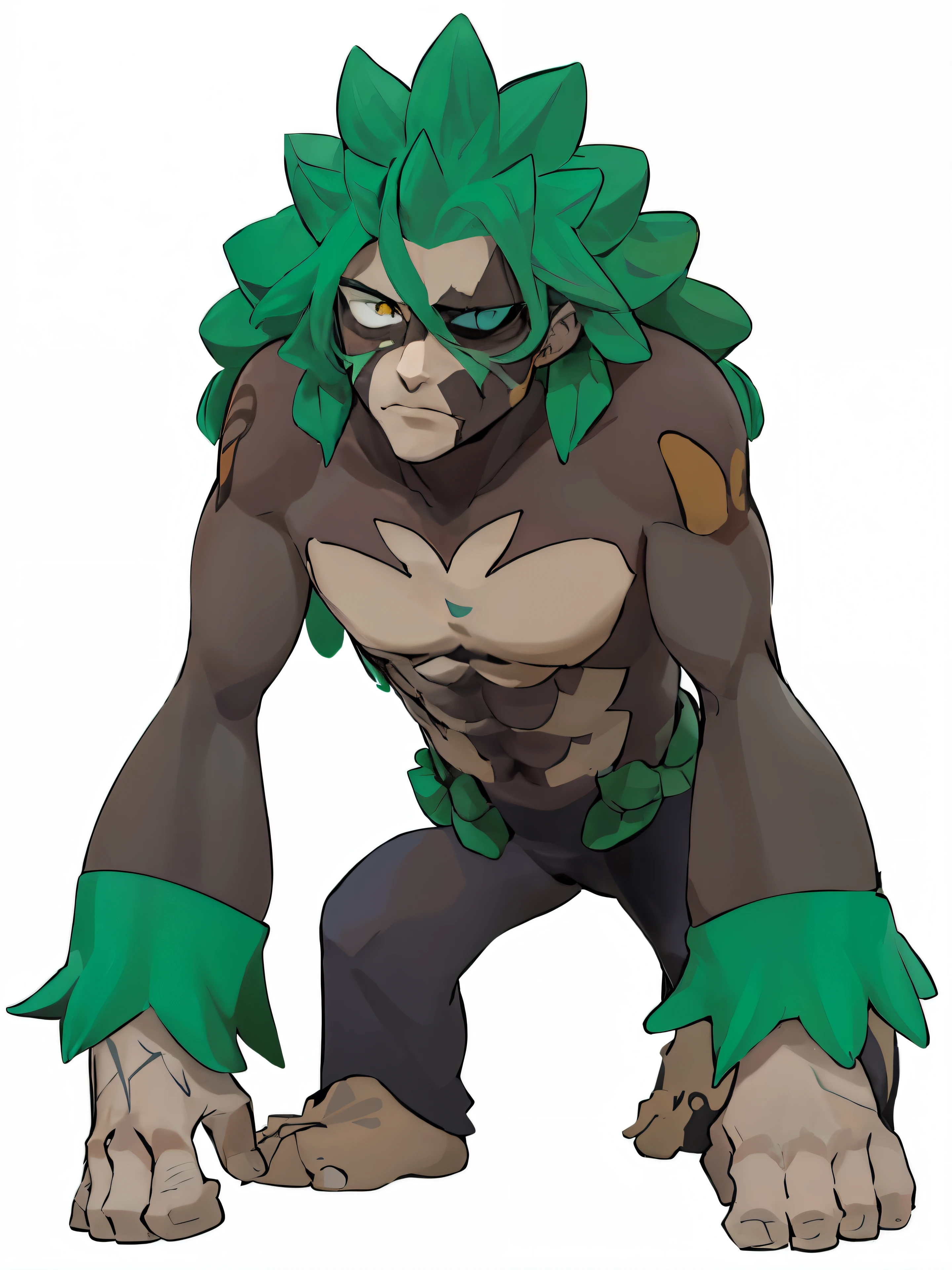un gros plan d&#39;un personnage de dessin animé avec une tenue verte et noire, full body Portrait d&#39;une Zénaure, Portrait d&#39;une Zénaure, Similaire à Pokémon, Grotty, Pokémon de type Terre, Golem, méga légendaire, Art officiel, nouveau pokémon, image divulguée, Position intimidante, sombre, lisse, belle peau, comme un vilain titan