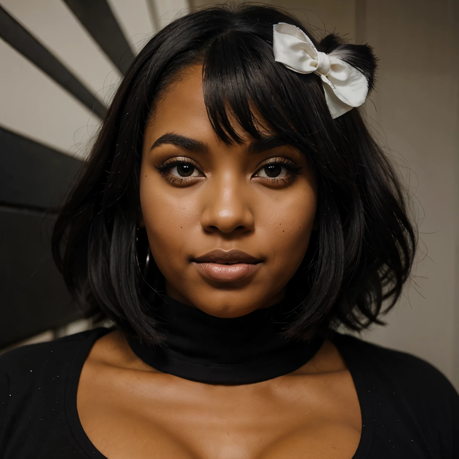 black fat woman painted eyes round face