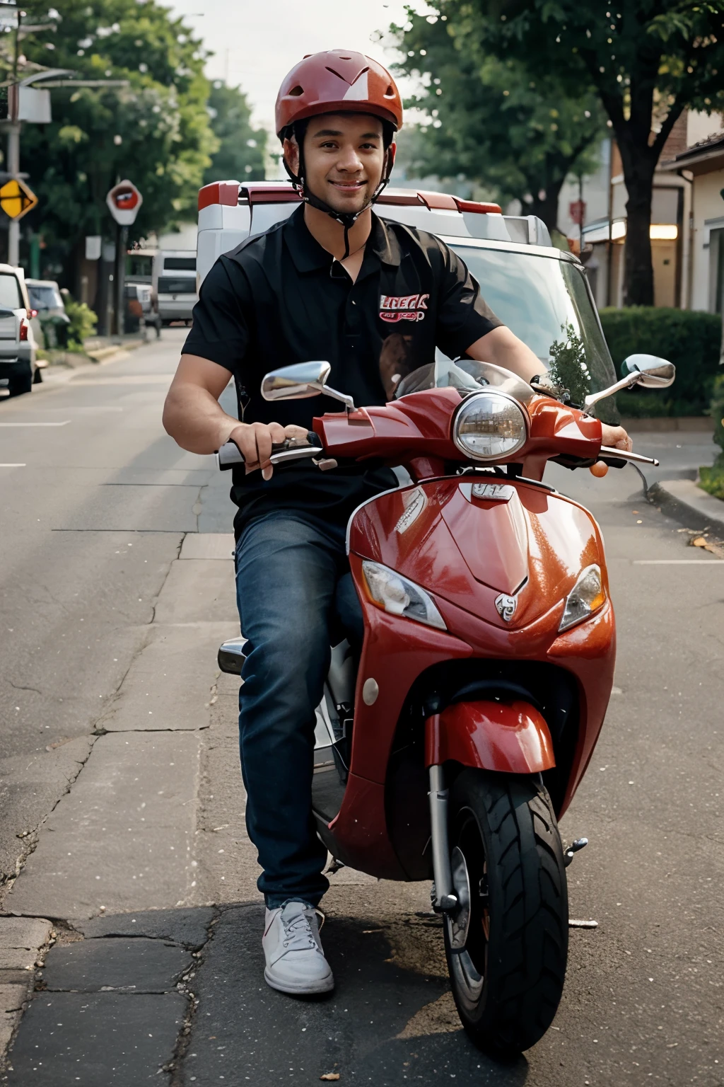 Pizza delivery guy on a scooter